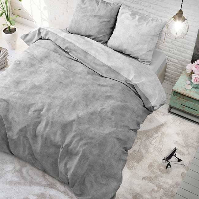 Sleeptime Flanel Twin Washed Cotton Dekbedovertrek Grey-140x200/220 Top Merken Winkel